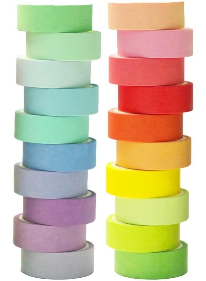 20-Roll Multicolor Washi Tape Set – 15mm Wide Decorative Masking Tape for Journaling, Scrapbook, Planner, DIY Crafts and Gift Wrapping